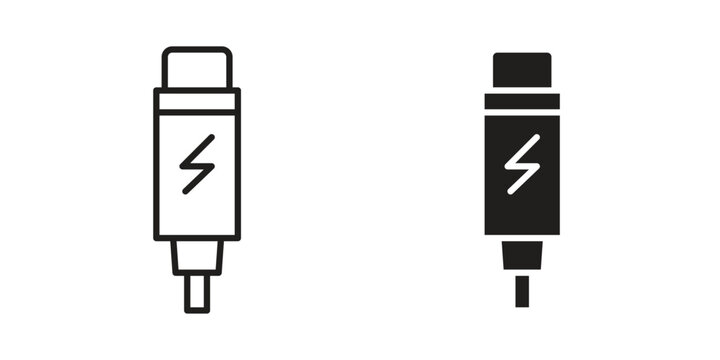 USB type c icon vector illustration logo template in filled, outline