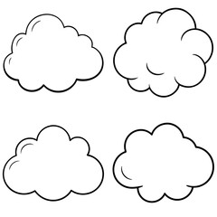 Cloud Coloring Page &ndash; Fluffy Sky Shape Line Art Illustration for Kids and Adults