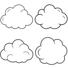 Obraz premium Cloud Coloring Page – Fluffy Sky Shape Line Art Illustration for Kids and Adults