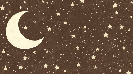 Naklejka premium Crescent Moon and Stars Night Sky Background