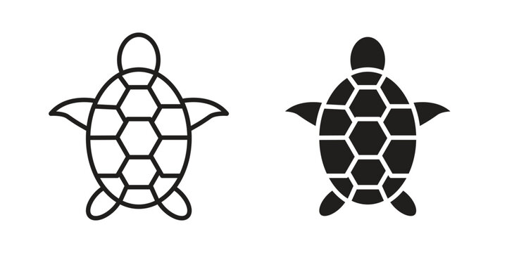 Sea turtle icon vector illustration logo template in filled, outline