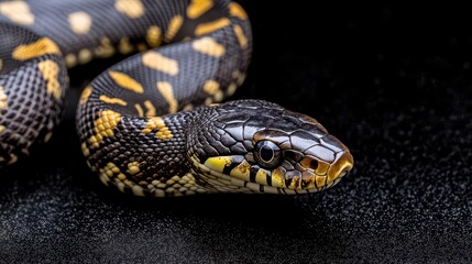 Fototapeta premium Black and Yellow Snake: Close-Up