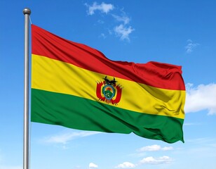 national flag of Bolivia against blue sky 