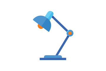 Cartoon Illustration Of A Blue Desk Lamp Minimal Design
