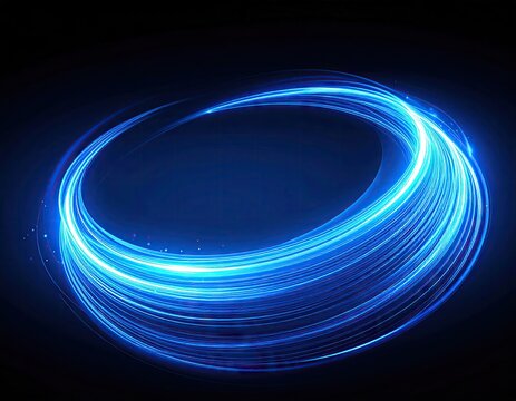 Abstract glowing blue circle on dark background (1) - Powered by Adobe
