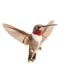 Obraz premium Flying hummingbird, small hummingbird flying gracefully, isolated on transparent background