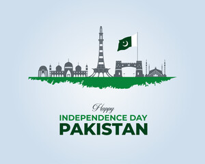Happy Pakistan Independence Day. 14 August. Holiday concept. Template for background with banner, poster and card. Vector illustration.