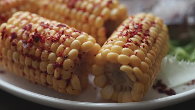 grilled corn on the cob close up