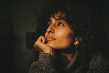 A contemplative woman