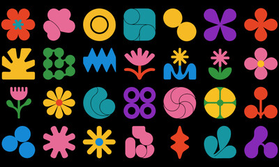 Collection of abstract floral and geometric shapes
