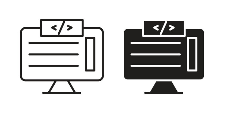 Front end icon vector illustration logo template in filled, outline