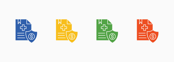 Health Insurance Icon Set Color Multiple Style Collection