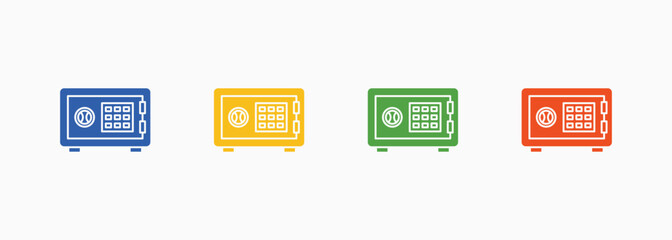 Safe Deposit Icon Set Color Multiple Style Collection