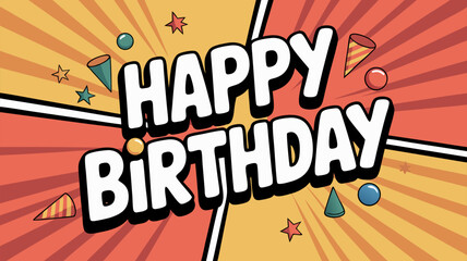 Vector SVG Illustration for Birthday Celebration with Bold Text and Confetti Elements in Colorful Flat Design