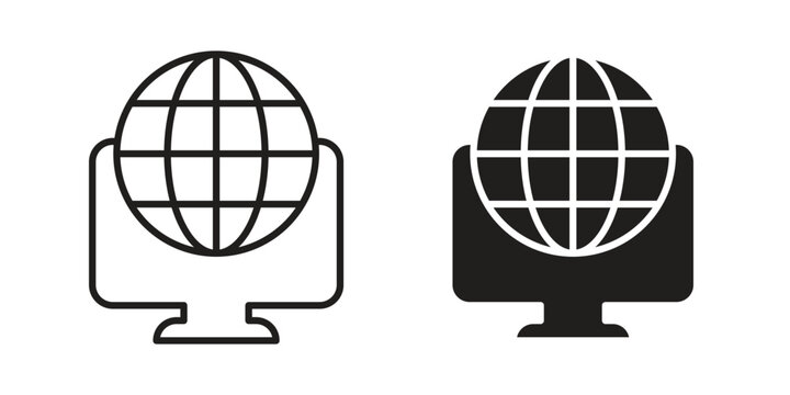 Domain icon vector illustration logo template in filled, outline