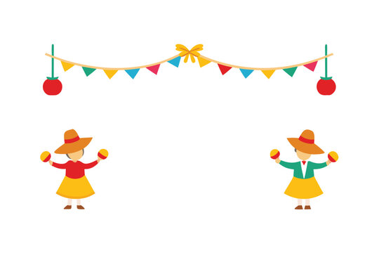Festa Junina Border Illustration With Quadrilha Dancers