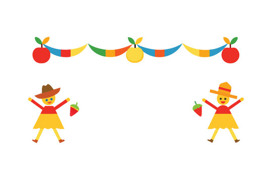 Festa Junina Border Illustration With Quadrilha Dancers