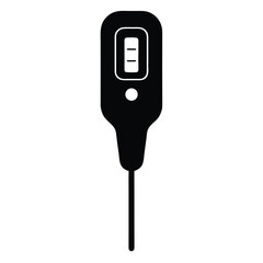 Black and white silhouette icon of a pregnancy test depicting positive result against a white background