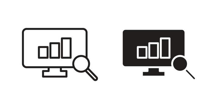Data Analysing icon vector illustration logo template in filled, outline
