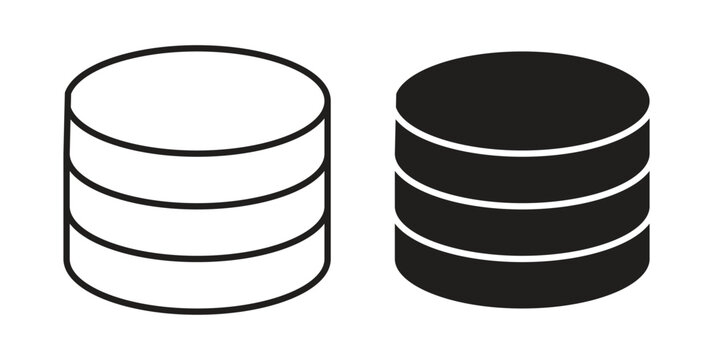 Cylinder database icon vector illustration logo template in filled, outline
