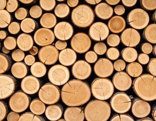 Close-up View of Cut Tree Stumps with Natural Patterns and Textures in Wood Grain for Background Use