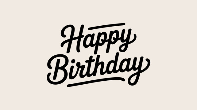 Vector Typography SVG Illustration of Happy Birthday Text in Bold Script Style with Black Color for Greeting Card Design - Powered by Adobe
