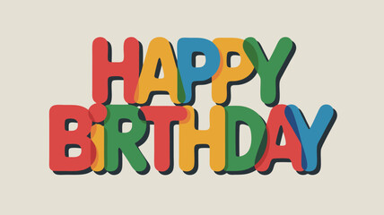 Colorful Vector SVG Illustration of Happy Birthday Text in Modern Flat Style with Bright Colors for Celebrations