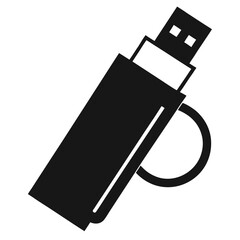 Black and white usb flash drive icon illustrating data storage technology and information transfer symbol