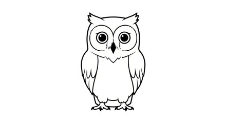 Isolated Owl Outline Drawing