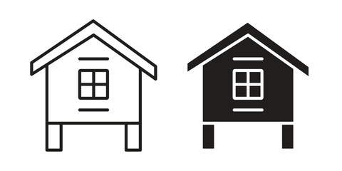 Chicken coop icon vector illustration logo template in filled, outline © Annimo