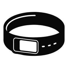 Black and white vector illustration of a modern fitness tracker smartwatch bracelet depicted in a simple graphic design