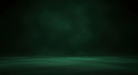 Dark Underwater Scene with Mysterious Green Hues and Ethereal Light Beams Shining Down