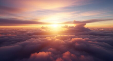 Fototapeta premium Breathtaking Sunrise Above A Sea Of Clouds With Golden Hues