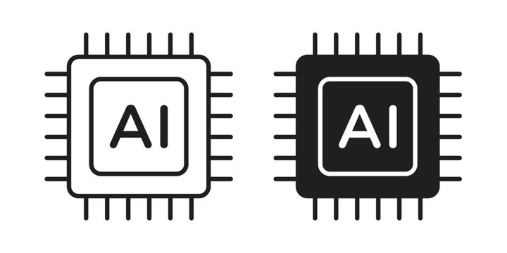 AI icon vector illustration logo template in filled, outline