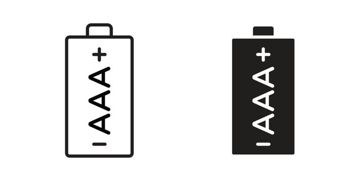 AAA battery icon vector illustration logo template in filled, outline
