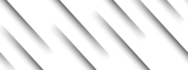Fototapeta premium Abstract clean white background with diagonal cut-out lines and soft shadows. Minimalist, geometric grayscale color palette, modern elegance. Layered paper, folded surfaces with presentation template