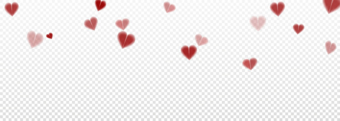 Beautiful background of hearts for mother's day, birthday, valentine's day. Romantic design element about love, blurred hearts on transparent background, vector, png.