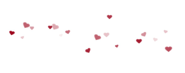 Beautiful background of hearts for mother's day, birthday, valentine's day. Romantic design element about love, blurred hearts on transparent background, vector, png.