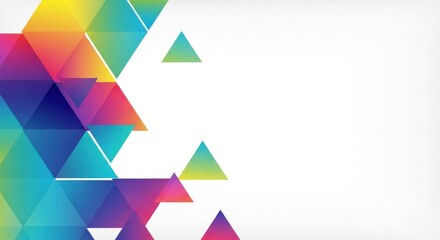Abstract Geometric Pattern of Colorful Triangles on a White Background
