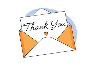 Handwritten 'thank you' note vector, cursive typography, cute valentine card design