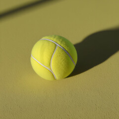 bright yellow tennis ball on monochrome background in minimalist style