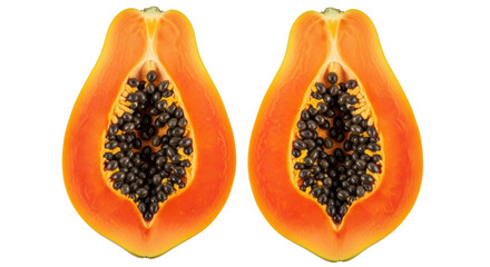 Isolated Two Halved Papayas