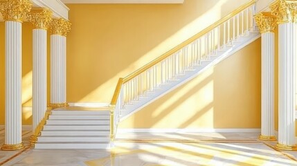 Grand Staircase with Gold Accents