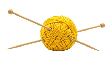Isolated Yarn Ball with Knitting Needles