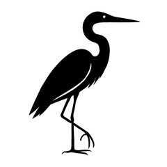 Obraz premium Design a black silhouette of a Great Egret white background clean vector shape