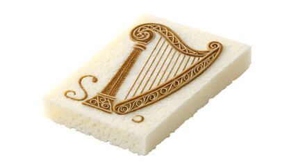 Decorative soap with harp design and letter s detail