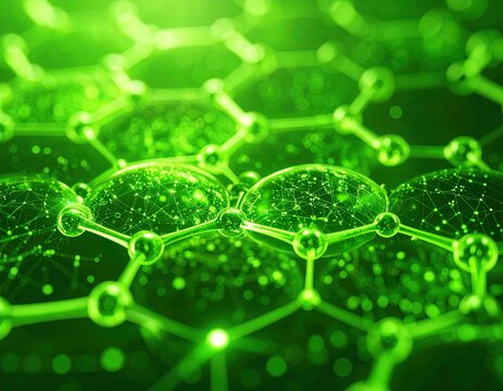 Abstract green hexagonal molecular structure