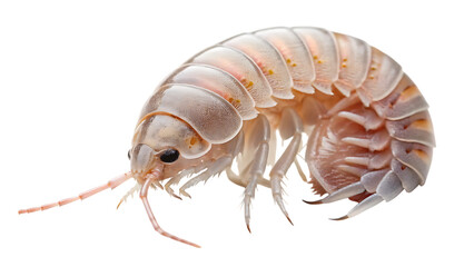 Close up of a pill bug on a black background view