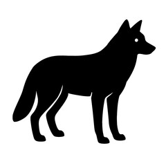 Design a black silhouette of a Desert Wolf white background clean vector shape