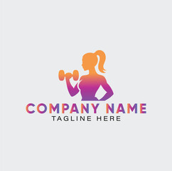 Strong, Fit Woman Lifting Weights Logo Design